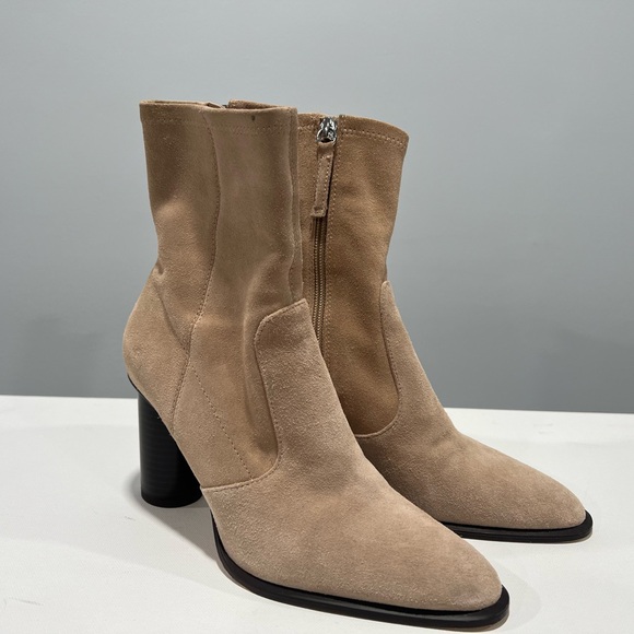 Zara Shoes - Zara Tan Heeled Boots with Sleek Pointed Toe